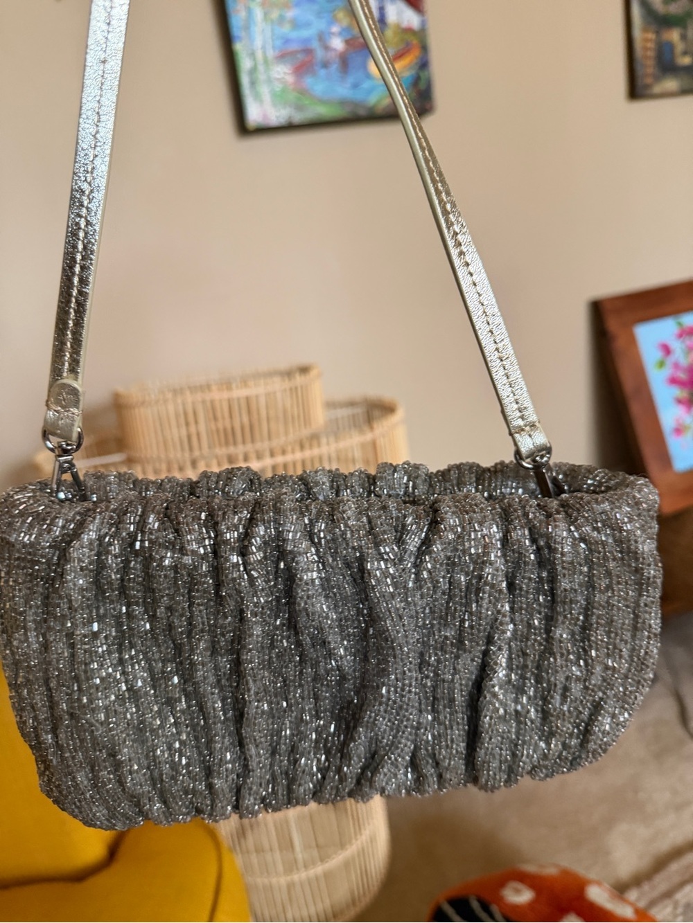 Staud Silver Beaded Baguette